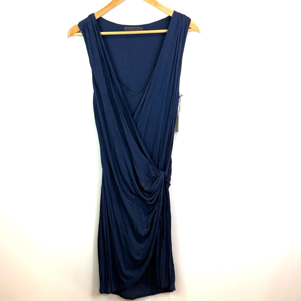 NWT Velvet by Graham and Spencer Navy Blue Draped Dress size M